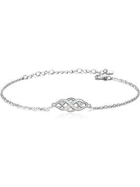 White Irish Celtic Knot Bracelets Sterling Silver Infinity